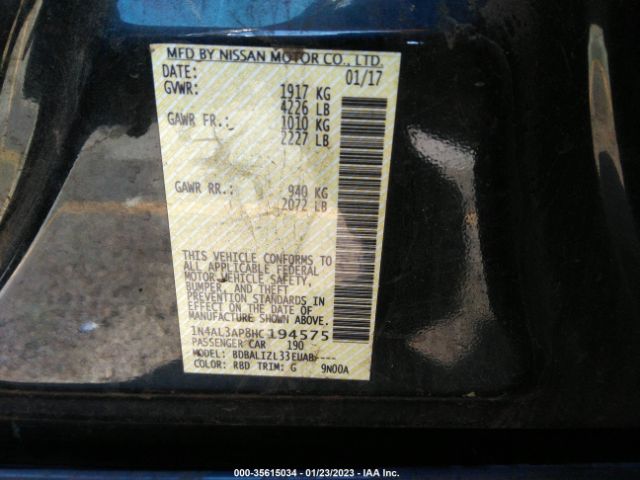 1N4AL3AP8HC194575 Nissan Altima 2.5 Sv