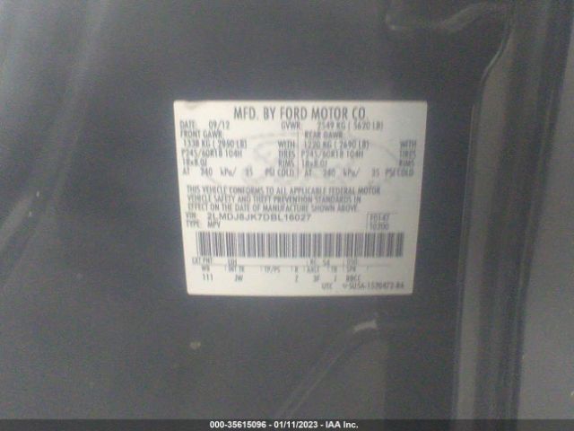 2LMDJ8JK7DBL16027 Lincoln MKX