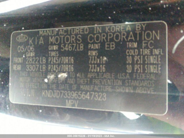 KNDJD733965647323 KIA Sorento Lx/ex