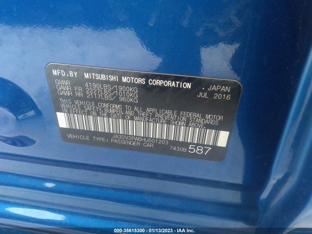 JA32V2FW0HU001203 Mitsubishi Lancer Es/se/sel
