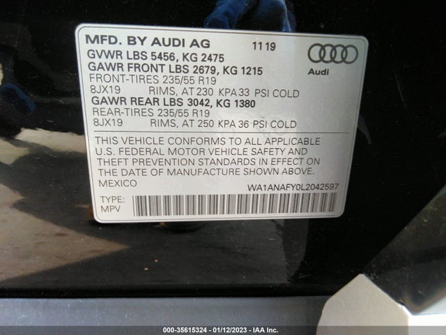 WA1ANAFY0L2042597 Audi Q5 Premium/titanium Premium