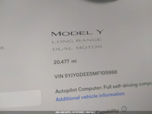 Tesla Model Y Long Range 2021 5YJYGDEE5MF105988 Image 9