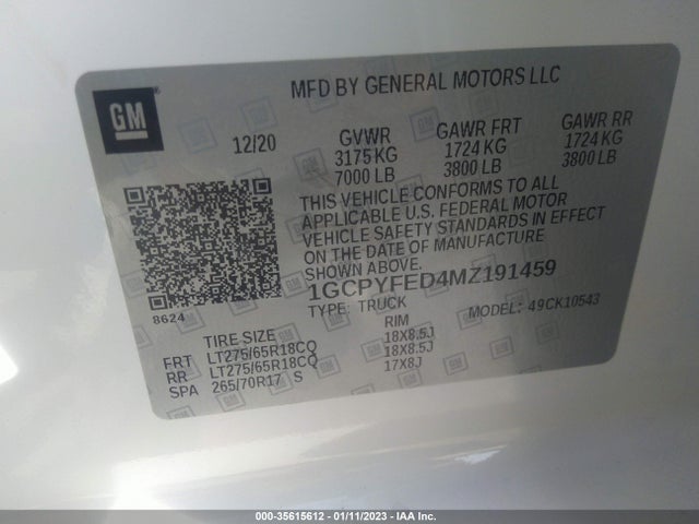 Chevrolet l84 2021 1GCPYFED4MZ191459 Image 37