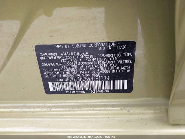2021 Subaru Crosstrek, VIN: JF2GTABC6MH291339