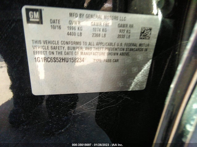2017 Chevrolet Volt, VIN: 1G1RC6S52HU158234