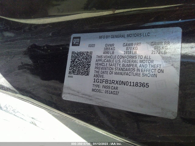 Chevrolet Camaro 1lt 2022 1G1FB1RX0N0118365 Image 9