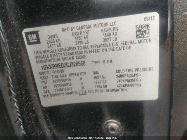 1GKKRRED2CJ328568 GMC Acadia Slt1