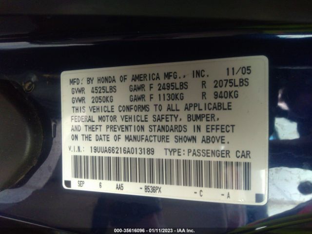 19UUA66216A013189 Acura TL