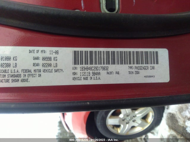 2009 DODGE CALIBER SXT VIN: 1B3HB48C29D179832