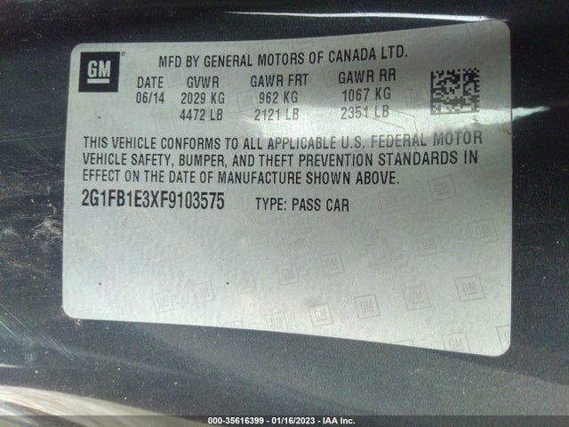 Chevrolet CAMARO LS 2015 2G1FB1E3XF9103575 Image 9