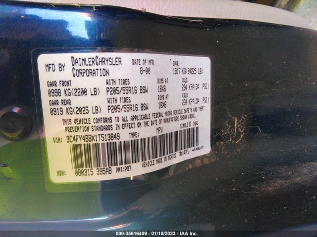 Chrysler Pt Cruiser 2001 3C4FY4BBX1T513849 Image 10
