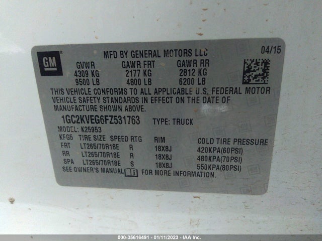 Chevrolet Silverado 2500hd Lt 2015 1GC2KVEG6FZ531763 Image 10