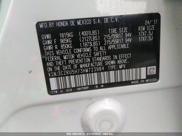 Honda Hr-v Ex-l Navi 2017 3CZRU5H73HM723984 Image 10