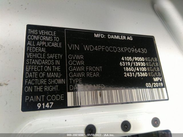 WD4PF0CD3KP096430 Mercedes-Benz SPRINTER VAN