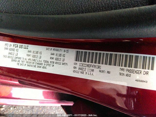 2015 Chrysler 200, VIN: 1C3CCCAB3FN701301