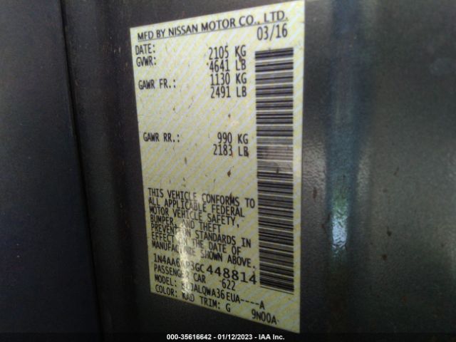 1N4AA6AP3GC448814 Nissan Maxima 3.5 S