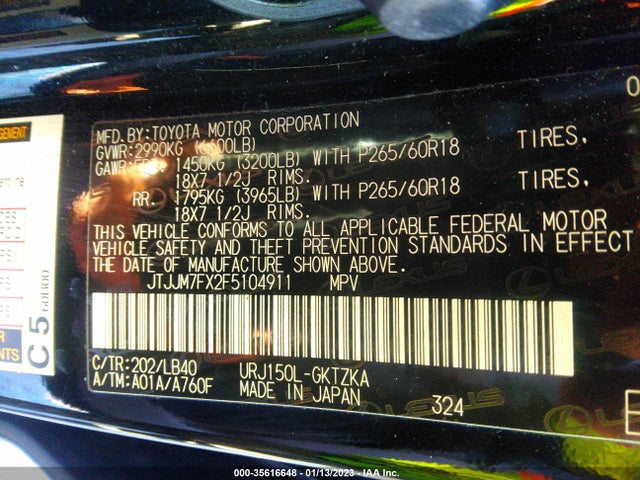 JTJJM7FX2F5104911 Lexus Gx 460 Luxury