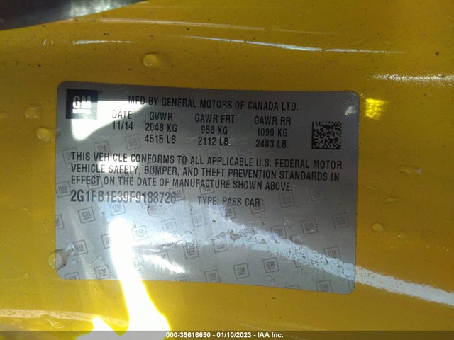 2015 Chevrolet Camaro, VIN: 2G1FB1E39F9183726