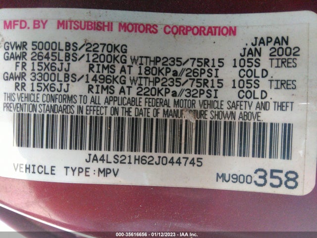 JA4LS21H62J044745 Mitsubishi Montero Sport Es/ls