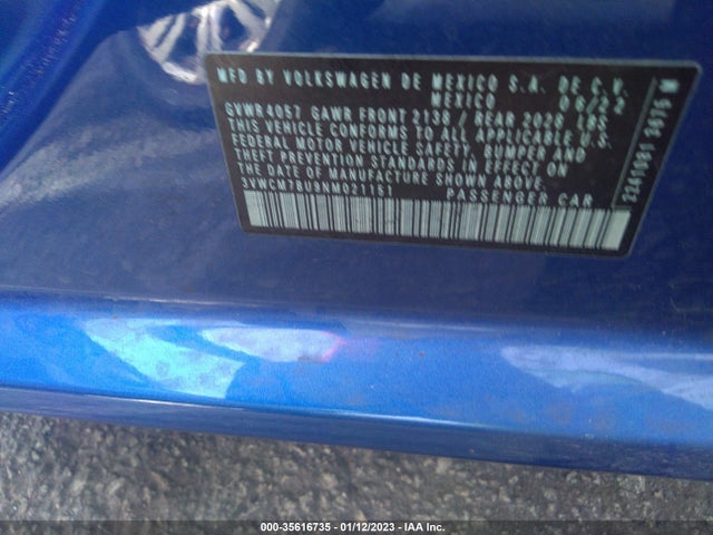 3VWCM7BU9NM021151 Volkswagen JETTA S