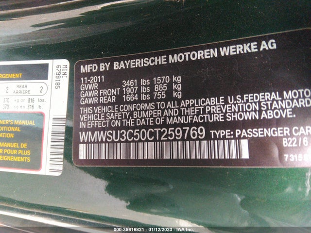 Mini COOPER HARDTOP 2012 WMWSU3C50CT259769 Image 10