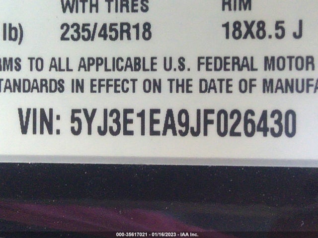 Tesla Model 3 Range Battery 2018 5YJ3E1EA9JF026430 Image 9