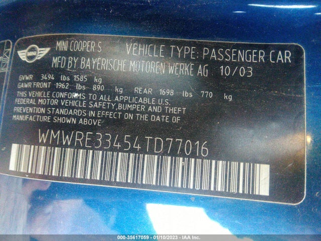 WMWRE33454TD77016 Mini Cooper Hardtop S
