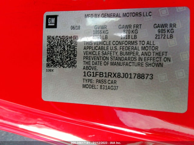 Chevrolet Camaro 1lt 2018 1G1FB1RX8J0178873 Image 9