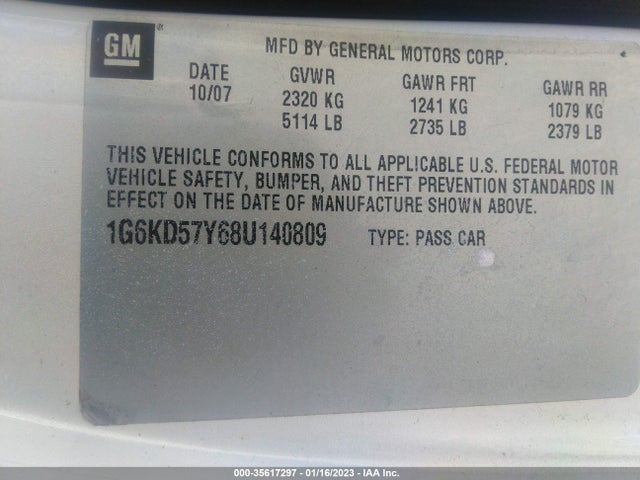 1G6KD57Y68U140809 Cadillac Dts W/1sd