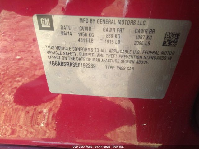 1G6AB5RA3E0192239 Cadillac ATS LUXURY