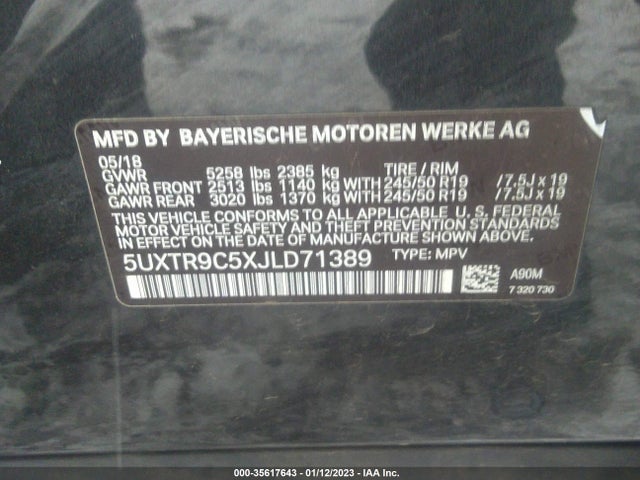 5UXTR9C5XJLD71389 BMW X3 Xdrive30i