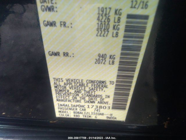 1N4AL3AP0HC173803 Nissan Altima