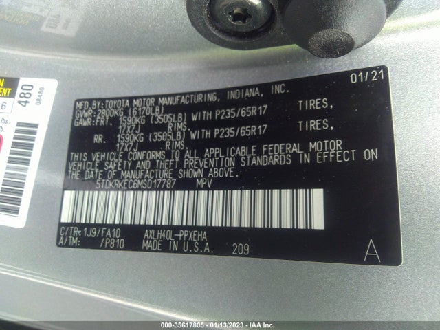 2021 Toyota Sienna, VIN: 5TDKRKEC6MS017787