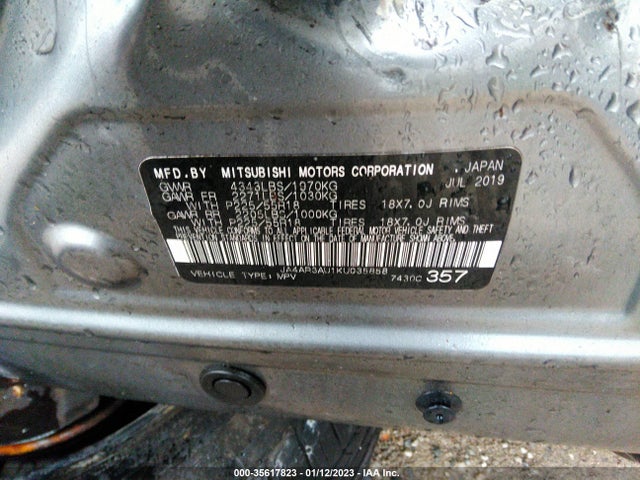 JA4AR3AU1KU035858 Mitsubishi Outlander Sport 2.0