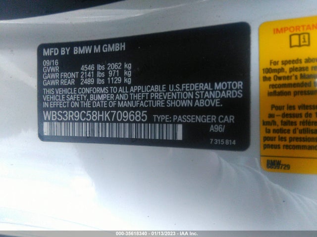 2017 BMW M4, VIN: WBS3R9C58HK709685