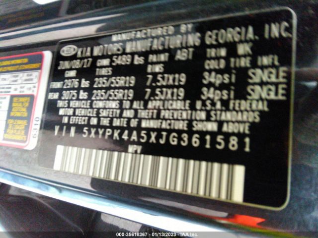 5XYPK4A5XJG361581 KIA Sorento Sx Limited V6