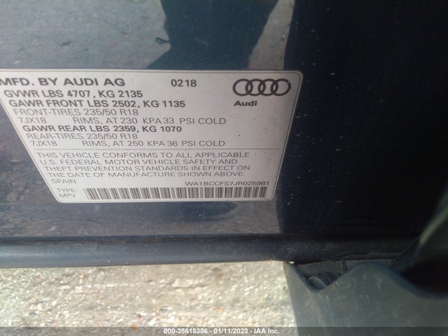 2018 Audi Q3, VIN: WA1BCCFS7JR025981