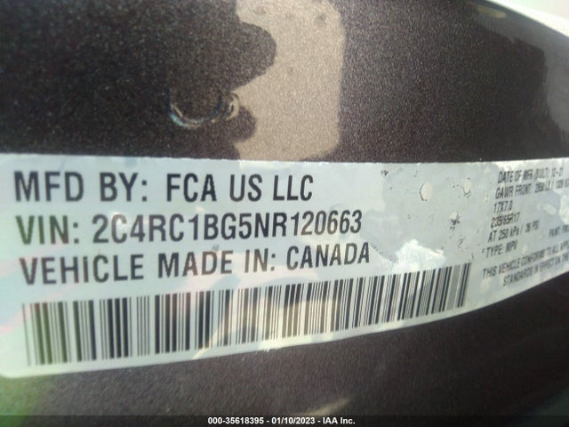 Chrysler Pacifica Touring L 2022 аукцион фото