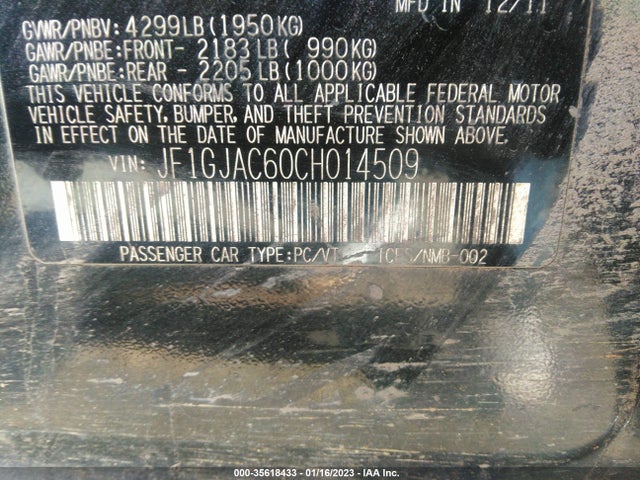 JF1GJAC60CH014509 Subaru Impreza Sedan 2.0i Premium