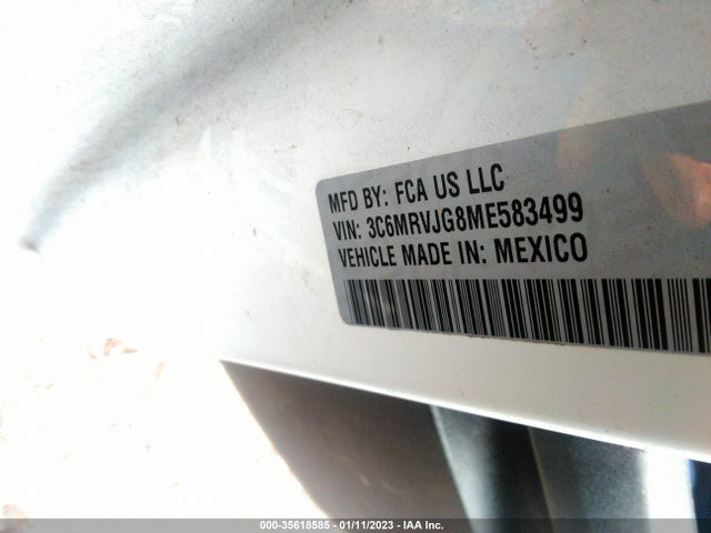 2021 RAM PROMASTER CARGO VAN VIN: 3C6MRVJG8ME583499