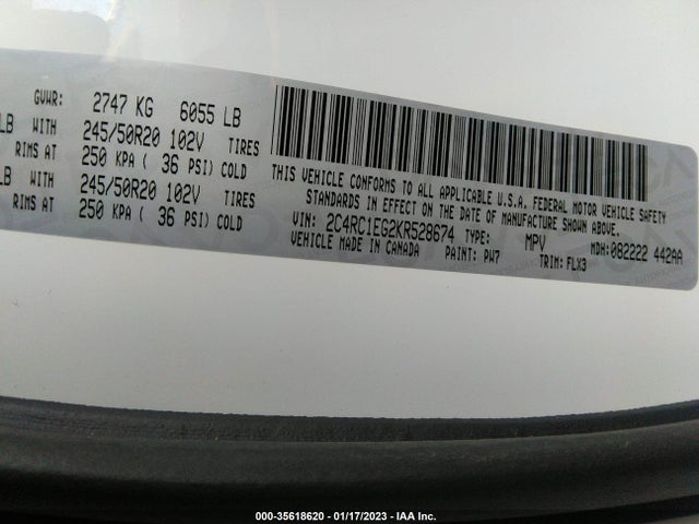 2C4RC1EG2KR528674 Chrysler Pacifica Touring L Plus