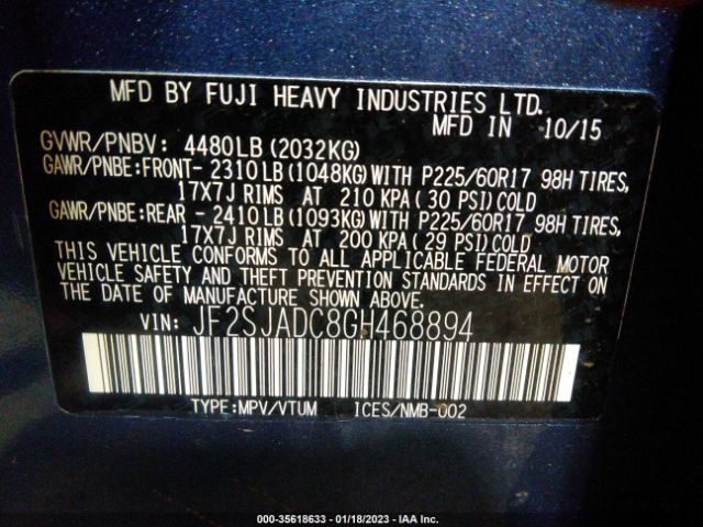 JF2SJADC8GH468894 Subaru Forester 2.5i Premium