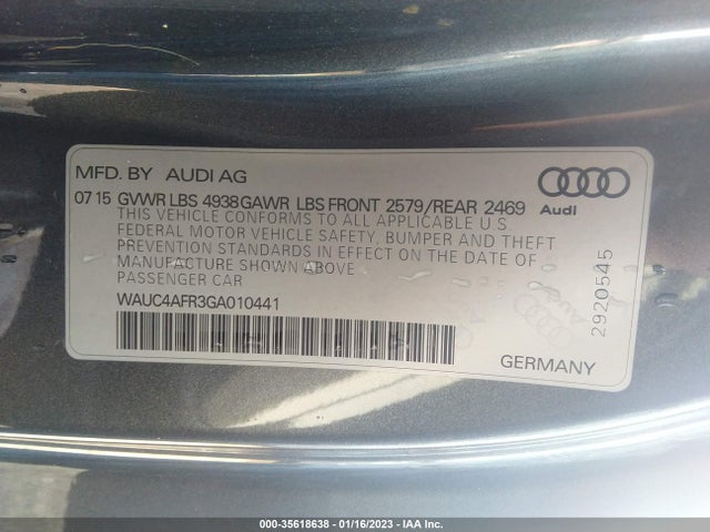 WAUC4AFR3GA010441 Audi S5 Premium Plus