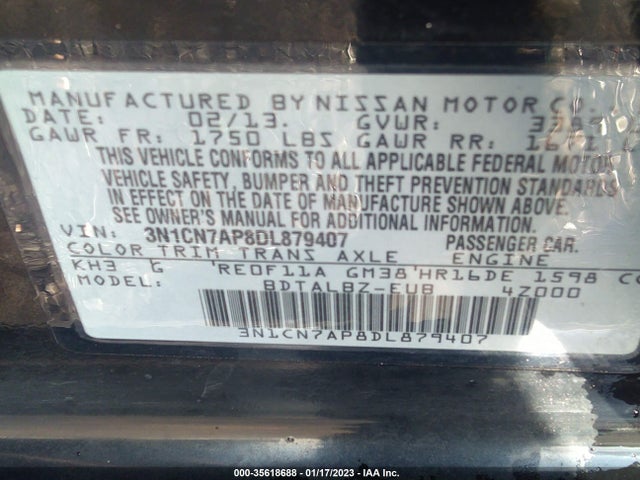 Nissan VERSA SV 2013 3N1CN7AP8DL879407 Image 10