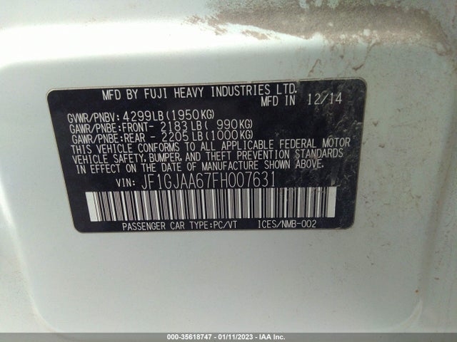 Subaru IMPREZA SEDAN 2015 JF1GJAA67FH007631 Image 9