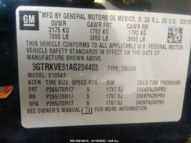 3GTRKVE31AG204403 GMC Sierra 1500 Sle