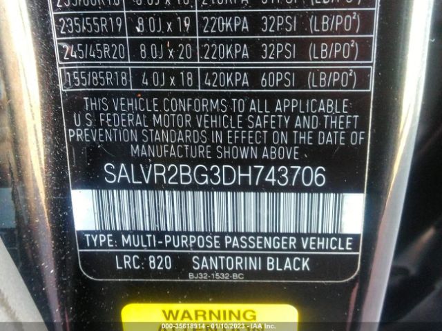 SALVR2BG3DH743706 Land Rover Range Rover Evoque Pure Premium