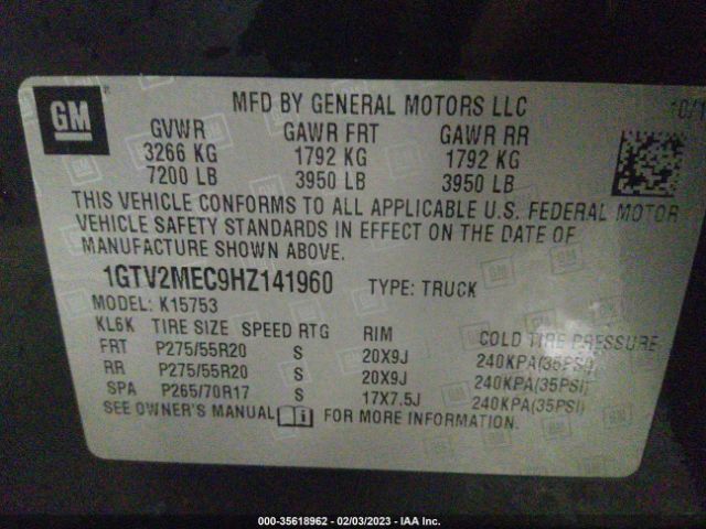 1GTV2MEC9HZ141960 GMC Sierra 1500 Sle