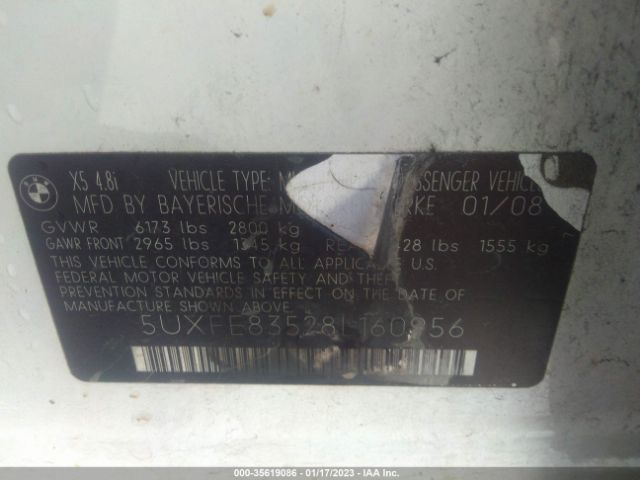 5UXFE83528L160956 BMW X5 4.8I