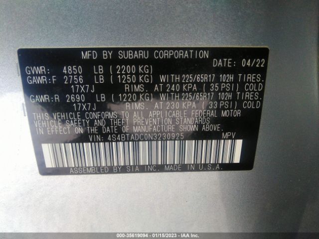 4S4BTADC0N3230925 Subaru Outback